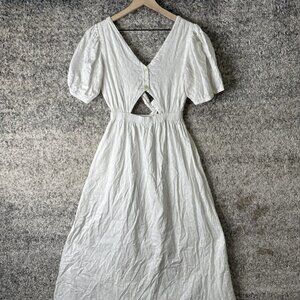 Cleobella‎ Dress Womens Small White Puff Sleeve Back Cutout Boho Open Back